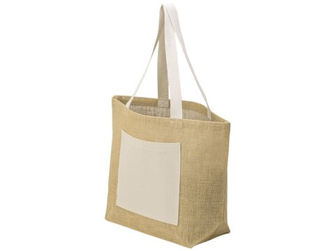 Сумка Jute джутовая с широким дном и карманом, фото 3