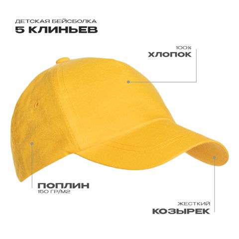 Бейсболка детская STAN 5 клиньев хлопок 150, 10JU