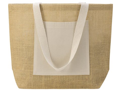 Сумка Jute джутовая с широким дном и карманом, фото 5
