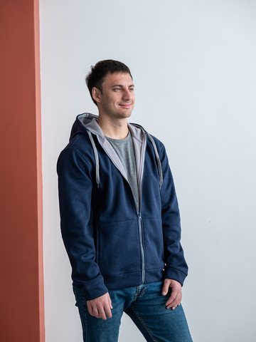 Толстовка мужская STAN с капюшоном на молнии сэндвич 320, 18, фото 4