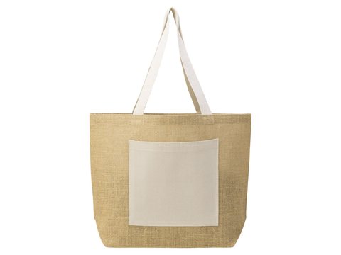 Сумка Jute джутовая с широким дном и карманом, фото 4