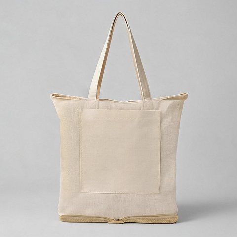Складная сумка Jute из хлопка и джута с карманом