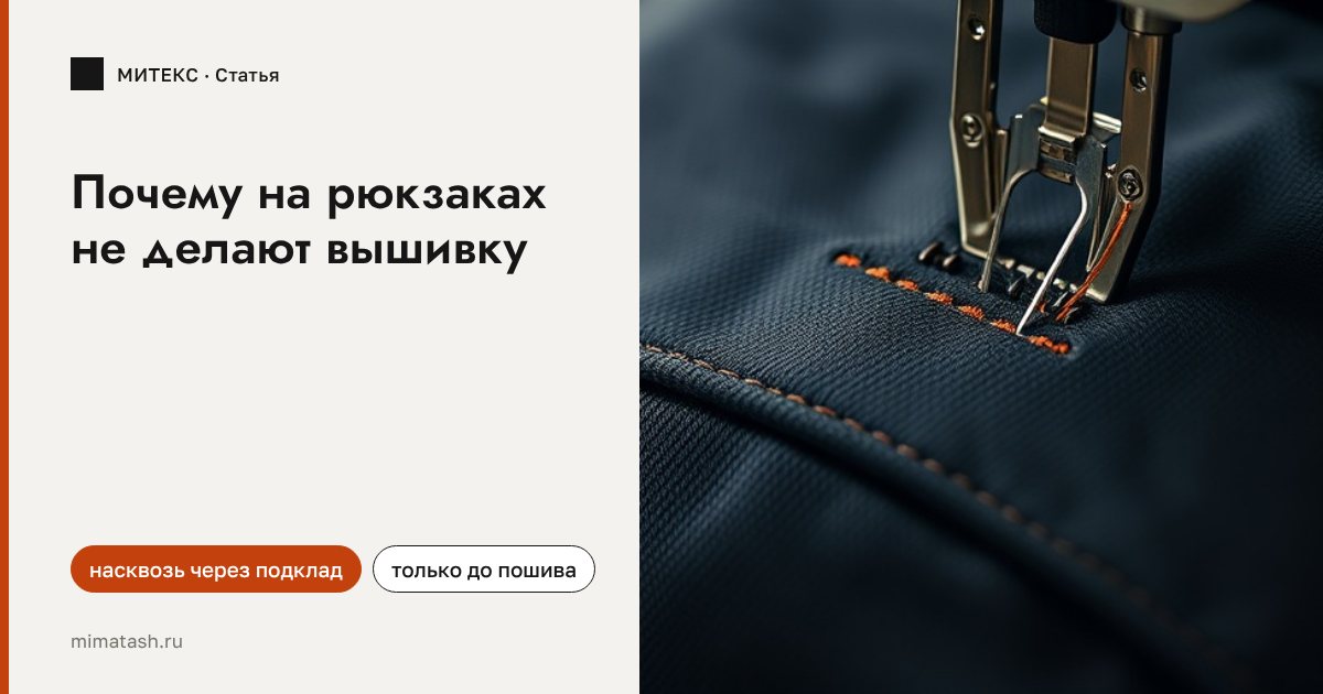 Почему на рюкзаках не делают вышивку и чем её заменить